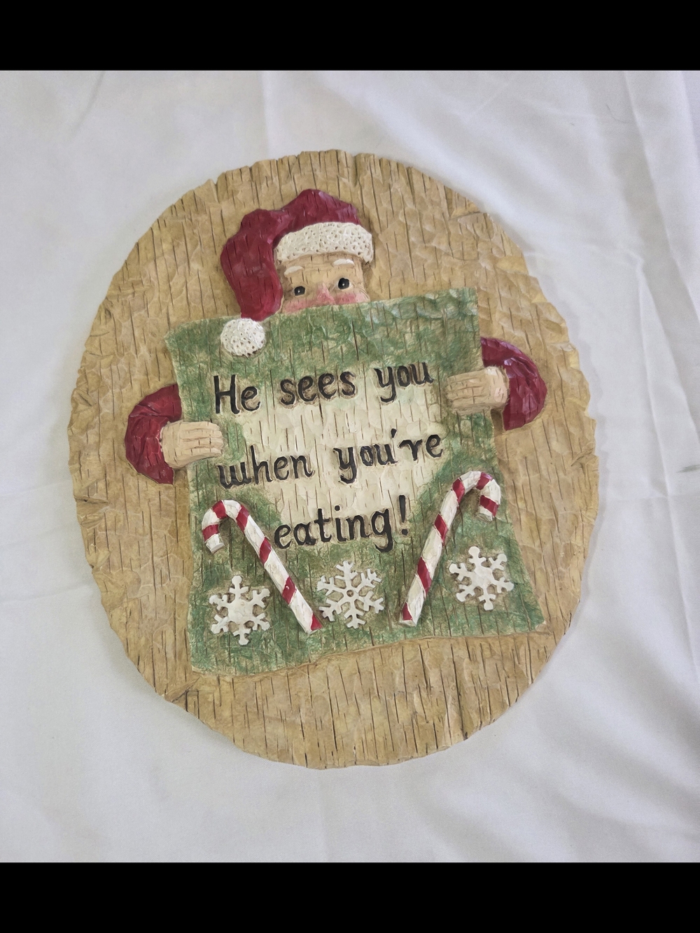 Rustic santa sees you when you eat christmas wall decor 9x8. Great gift